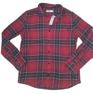 Abercrombie Kids Red and Navy Plaid Button Down Shirt, Boys SIZE 11/12